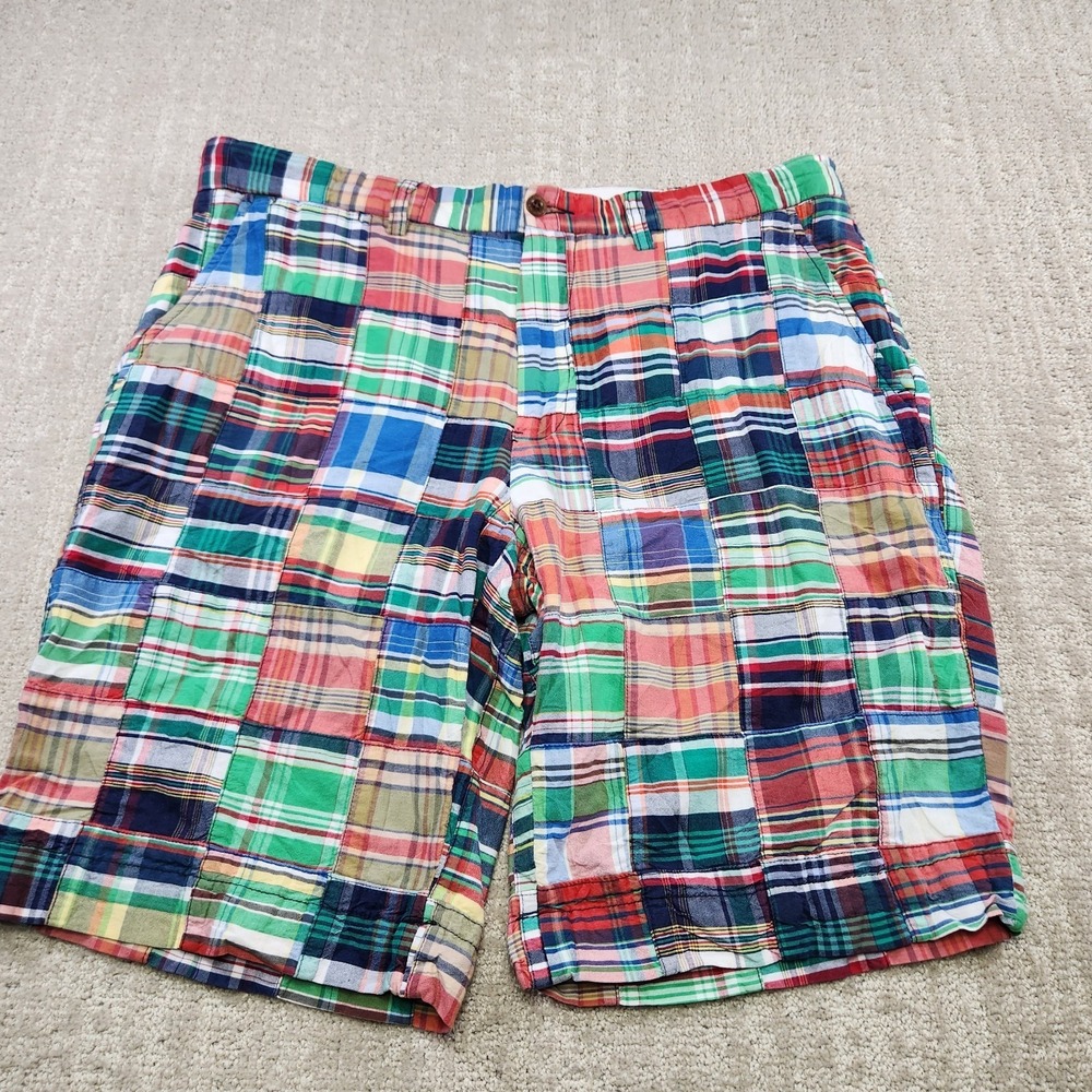 Vintage Polo Ralph Lauren Shorts Men 36 Patchwork Madres Plaid Cotton 10"